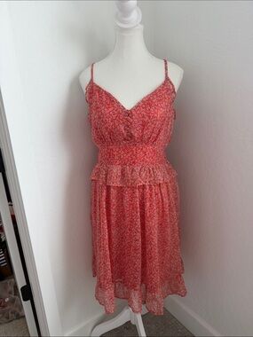 Orange and pink Floral Tiered Sundress with Smocked Waist NWOT